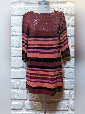 ASOS Sequin Stripe Tee Sexy Mini Dress Size 4
